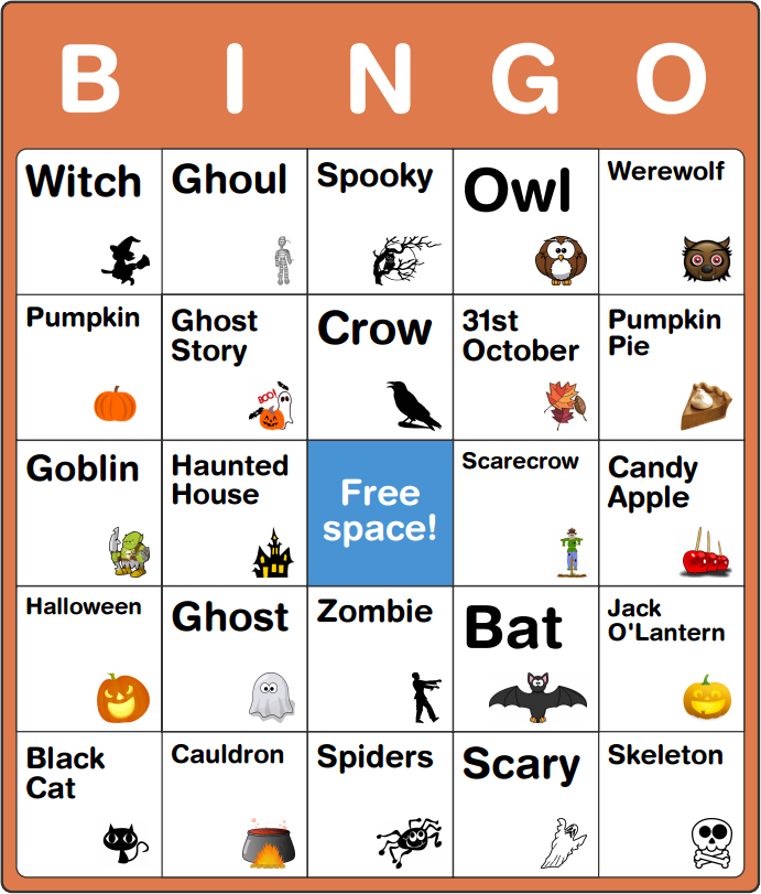 Free Halloween Bingo Cards for Kids - No Software or Signup
